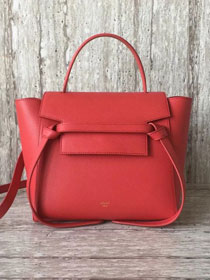 Celine original grained calfskin micro belt bag 189153 red