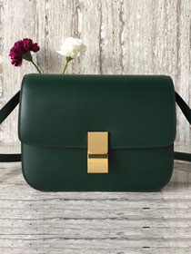 Celine original liege calfskin large classic bag 11045-1 blackish green