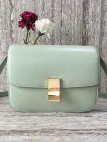 Celine original liege calfskin large classic box bag 11045-1 light green