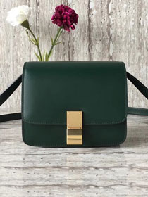 Celine original liege calfskin small classic bag 11041-1 blackish green