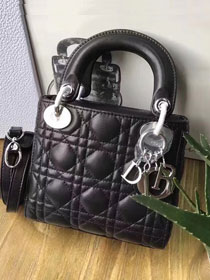 Dior original lambskin mini lady dior bag M0505 black