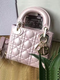 Dior original lambskin mini lady dior bag M0505  pink