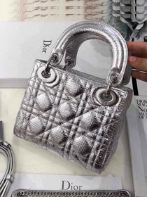 Dior original lambskin mini lady dior bag M0505 silver 