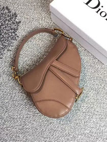 2018 Dior original calfskin mini saddle bag M0447 nude