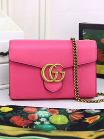 2018 GG marmont original calfskin chain shoulder bag 401232 rose red