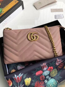 GG original calfskin marmont chain clutch 443447 nude