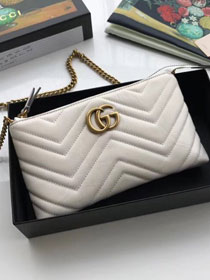 GG original calfskin marmont chain clutch 443447 white