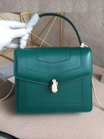 Blvgari original calfskin medium serpenti forever flap cover bag 286858 green