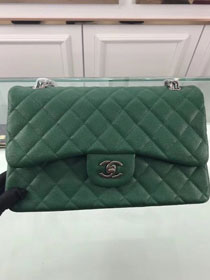 CC original grained calfskin large double flap bag A58600 green