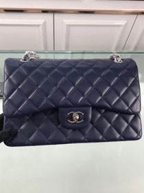 CC original lambskin large double flap bag A58600-2 navy blue