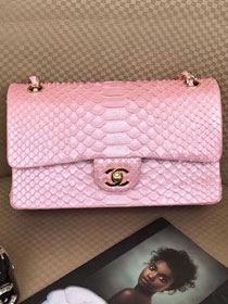 CC original python leather flap bag A01112 pink