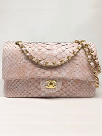 CC original python leather flap bag A01112 pink&white