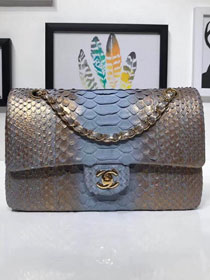 CC original python leather flap bag A01112 blue&gold