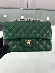 CC original lambskin leather mini flap bag A69900 green