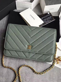 CC original grained calfskin woc chain bag 80983 blackish green