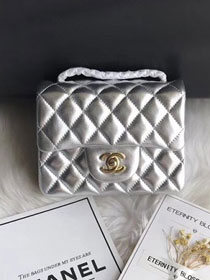 CC original lambskin super mini flap bag A35200 silver