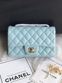 CC original lambskin leather mini flap bag A69900 sky blue