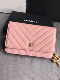 CC original grained calfskin woc chain bag 80983 pink