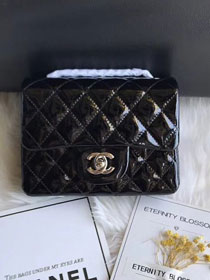 CC original patent calfskin mini flap bag A69906 black