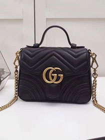 2019 GG marmont original calfskin mini top handle bag 547260 black