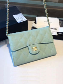 CC original calfskin classic clutch with chain A84512 light blue