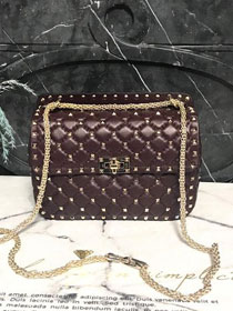 Valentino original lambskin rockstud medium chain bag 0122 burgundy