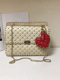 Valentino original lambskin rockstud large chain bag 0121 white