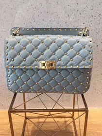 Valentino original lambskin rockstud medium chain bag 0122 light blue