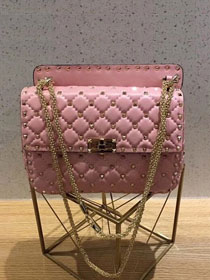 Valentino original lambskin rockstud medium chain bag 0122 pink