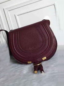 Chloe original calfskin marcie crossbody saddle bag 2000 bordeaux