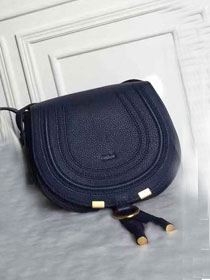 Chloe original calfskin marcie crossbody saddle bag 2000 navy blue