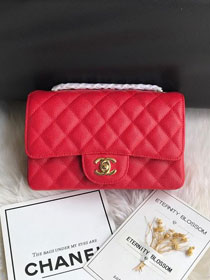 CC original grained calfskin mini flap bag A69900 red