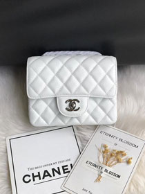 CC original grained calfskin super mini flap bag A35200 white