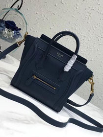 Celine original grained calfskin nano luggage bag 189243 navy blue