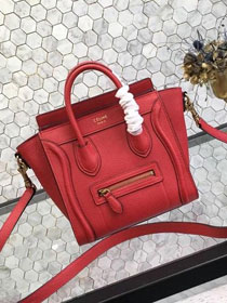 Celine original grained calfskin nano luggage bag 189243 red