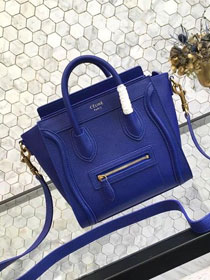 Celine original grained calfskin nano luggage bag 189243 royal blue