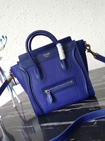 Celine original grained&smooth calfskin nano luggage bag 189243 royal blue