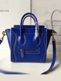 Celine original smooth calfskin nano luggage bag 189243 blue