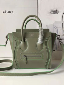 Celine original smooth calfskin nano luggage bag 189243 light green