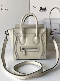 Celine original smooth calfskin nano luggage bag 189243 white