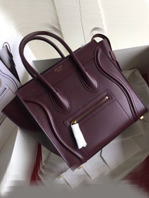 Celine original smooth calfskin micro luggage handbag 189793 bordeaux