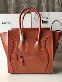 Celine original smooth calfskin micro luggage handbag 189793 caramel