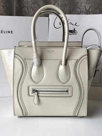 Celine original smooth calfskin micro luggage handbag 189793 white