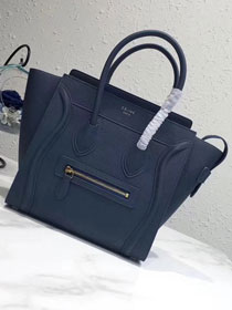 Celine original grained calfskin micro luggage handbag 189793 navy blue