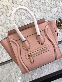 Celine original grained calfskin micro luggage handbag 189793 pink