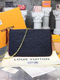 2019 louis vuitton original monogram empreinte pochette double zip M63916 navy blue