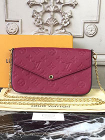 Louis vuitton original monogram empreinte pochette felicie M64064 burgundy