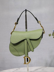 2019 Dior original grained calfskin mini saddle bag M0447 light green