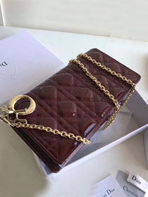 2019 Lady dior original patent calfskin clutch S0204 burgundy