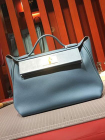 2019 Hermes original handmade togo leather kelly 2424 bag H03699 light blue